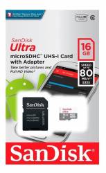 MICROSD 16GB SANDISK CLASE 10 80MB/S